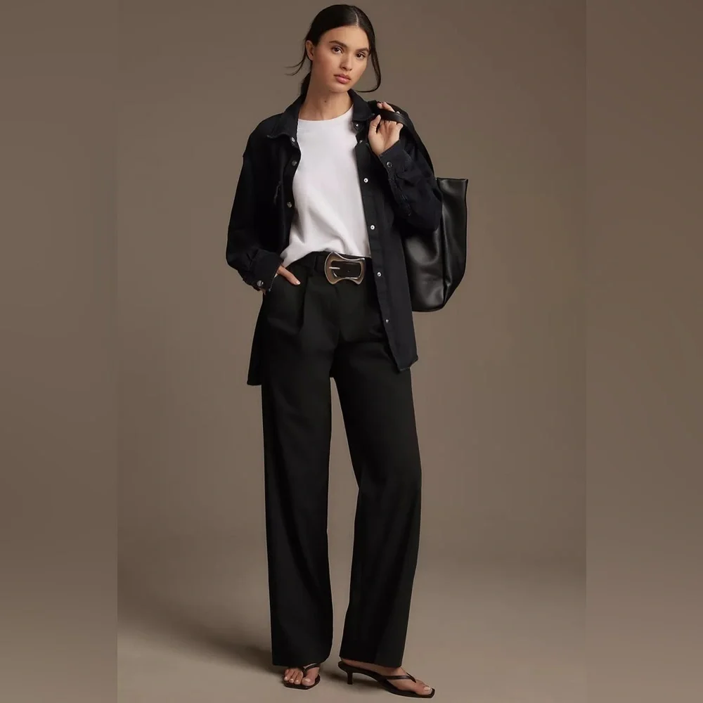 Reformation 'Alex' Black Linen Linen Pant Size  8 Petite 100% Linen